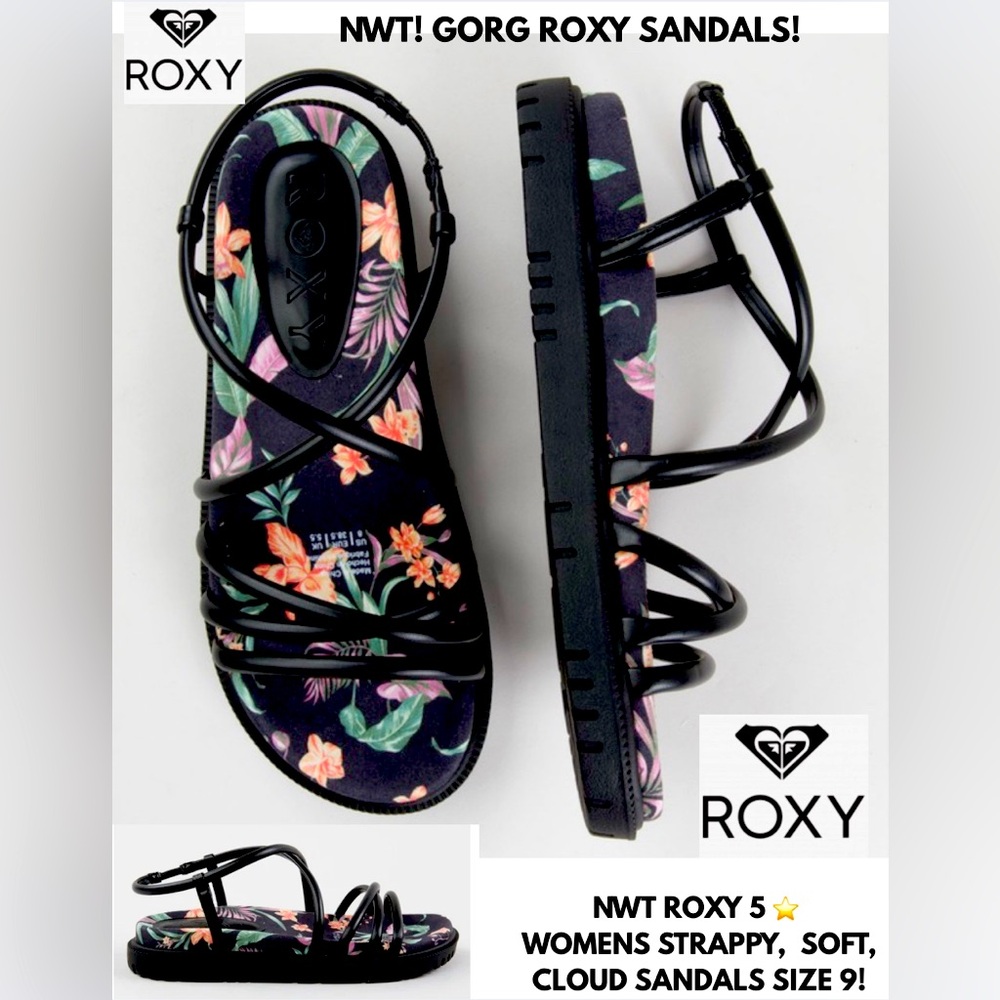 NWT! ROXY FLORAL & STRAPPY SANDALS! SUMMERS NOT OVER! 5 ⭐️ REVIEWS ON ALL SITES!